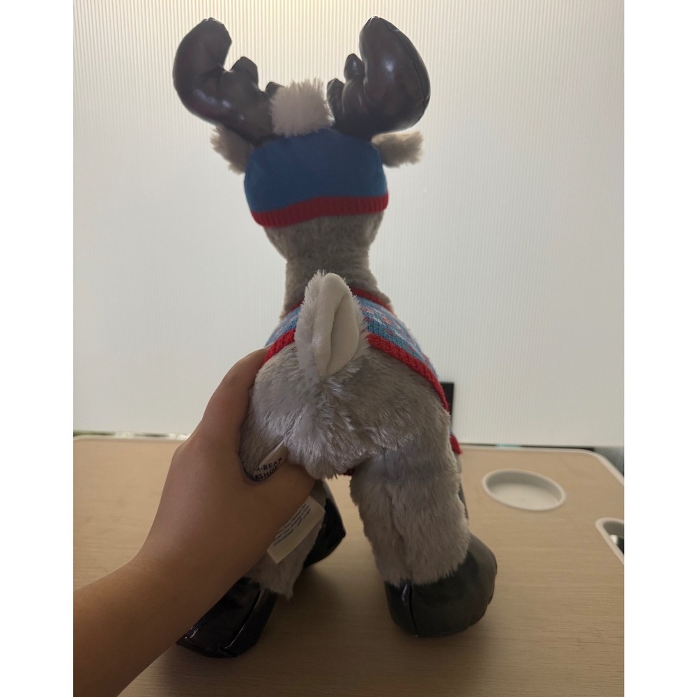 Build-A-Bear Gray Silver Gust Moose Reindeer Plush Holiday Candy‎ Cane Sweater - Picture 8 of 8